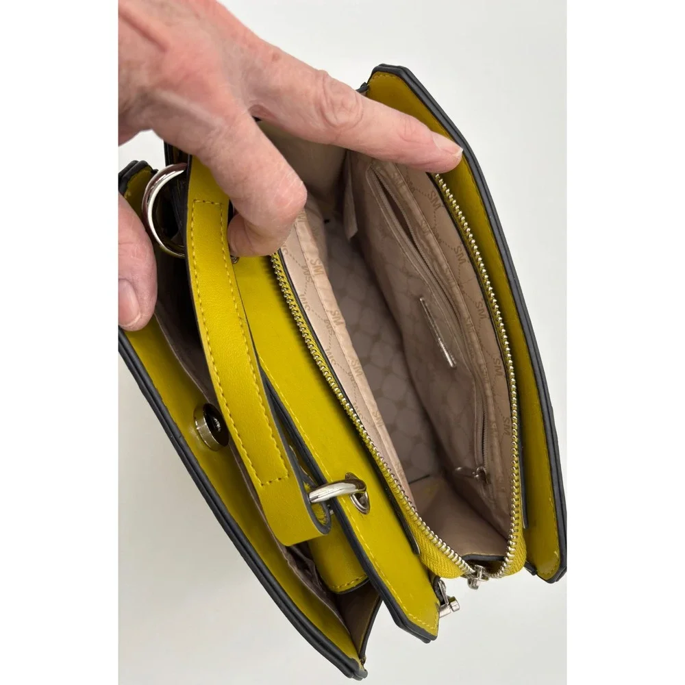 Steve Madden Mustard Yellow Top Handle Satchel Bag Silver Hardware